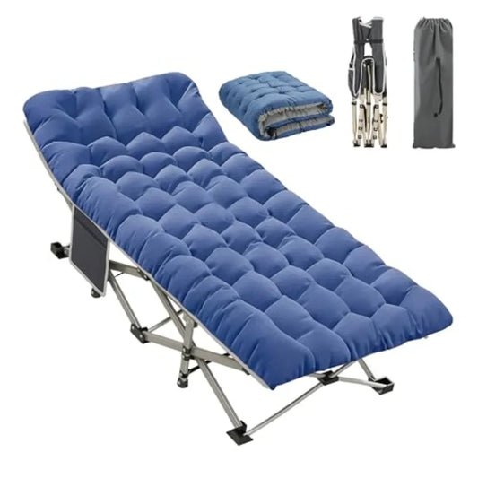 Camping Cot for Adults, Heavy Duty Folding Bed with Mattress, Portable Cot Bed with Carry Bag, Outdoor Home Office Nap, Max Loa