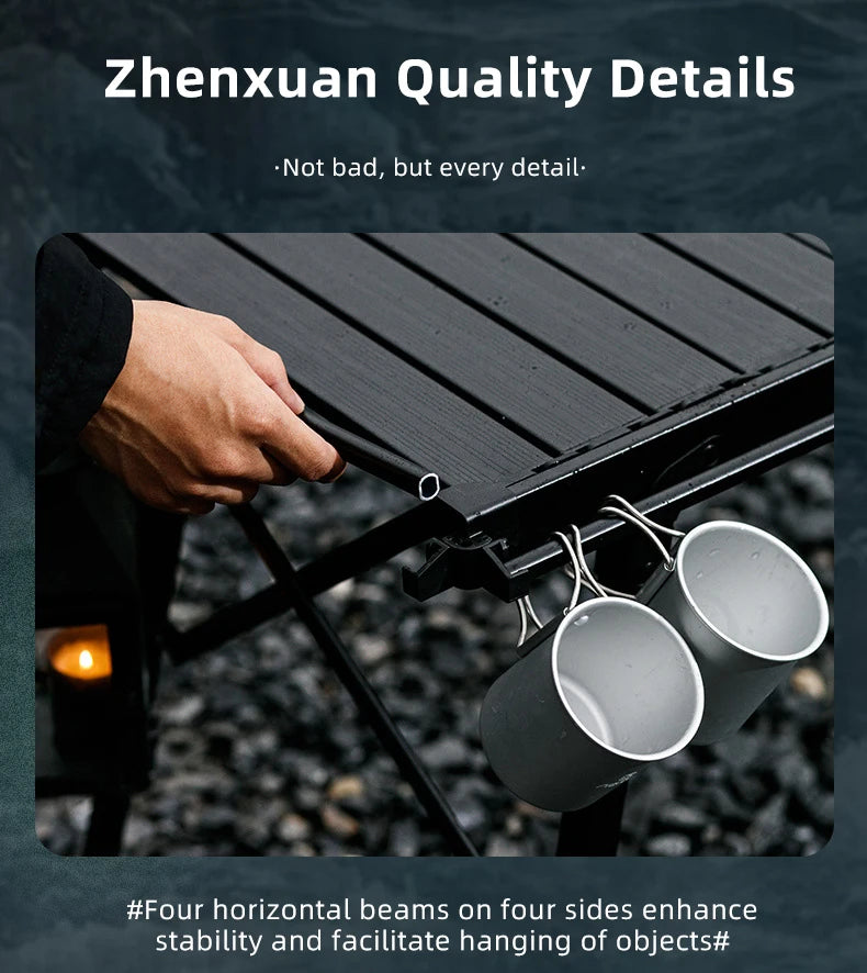 Camping folding chicken roll table aluminum alloy adjustable IGT table with stove, picnic barbecue movable table
