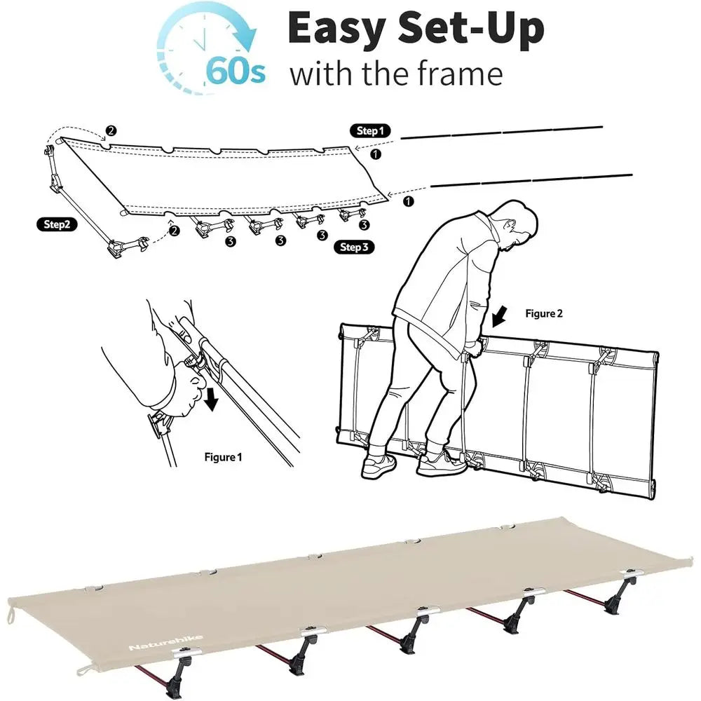 Ultralight Folding Camping Cot,Easy Assembly Portable Bed with Carry Bag,330lbs Load for Camping,Mountaineering and Hiking,Khaki