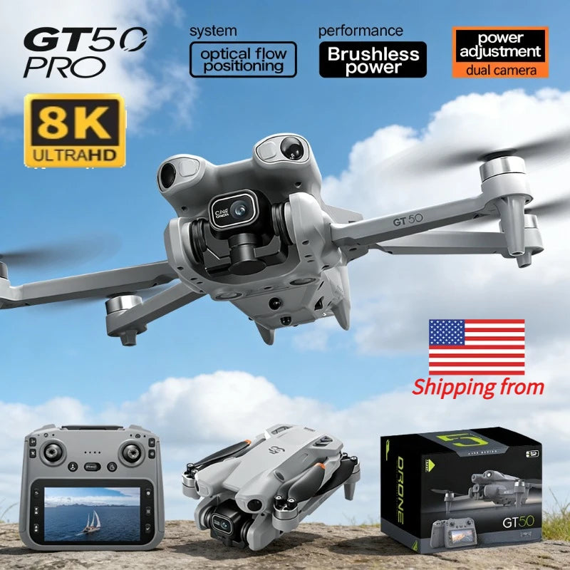 GT50 8K GPS Drone with Dual Camera - 3-Sided Obstacle Avoidance, WiFi FPV Aerial Photography Quadcopter for Adults