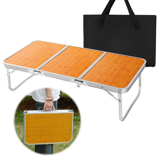 Folding Camping Table 3 Fold with Aluminum Legs Lightweight Camp Tables Foldable Beach Table for Home Picnic BBQ Garden Cooking