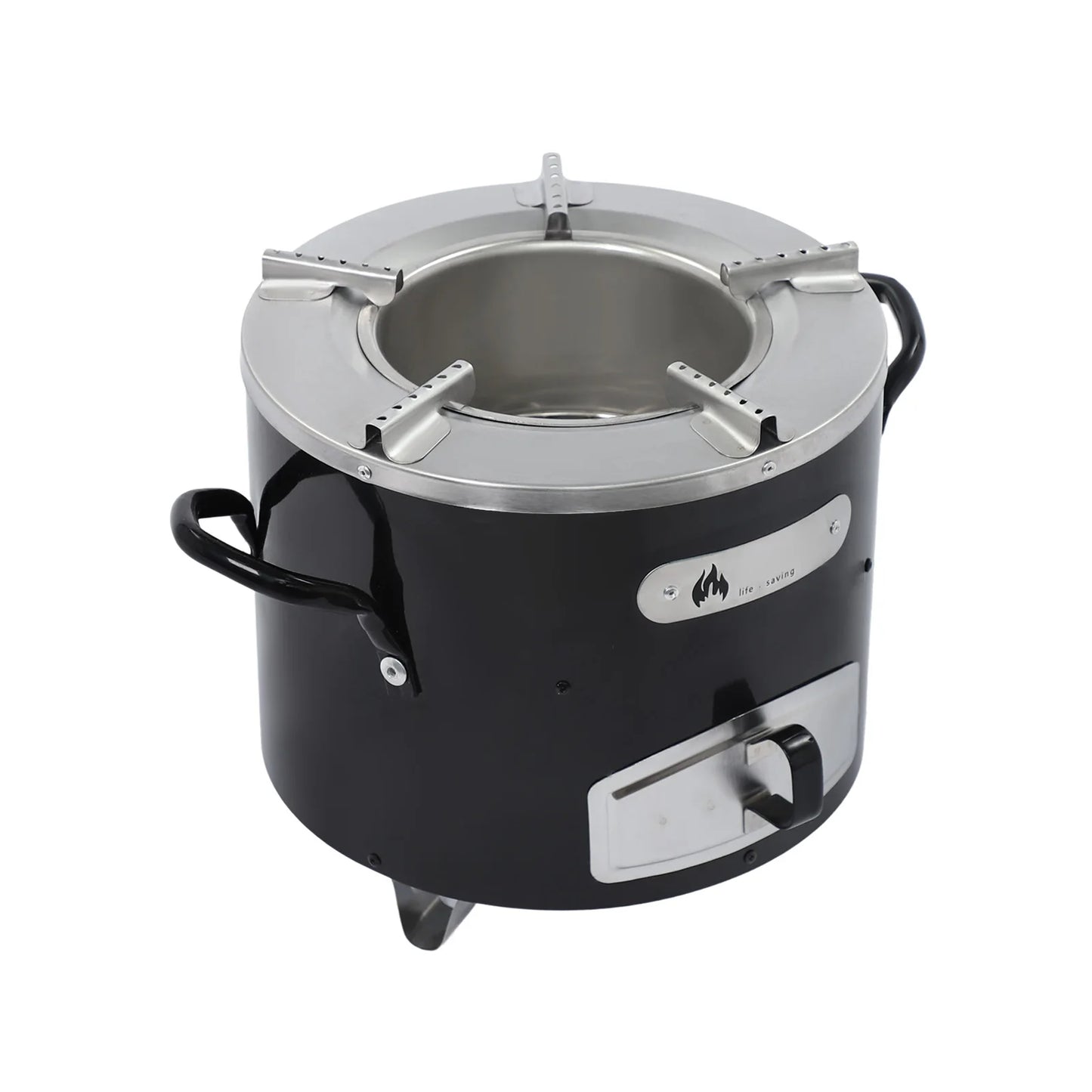 Outdoor Camping Charcoal Stove, Portable Stainless Steel Wood Stove with Removable Ash Tray for BBQ Hiking Backpacking