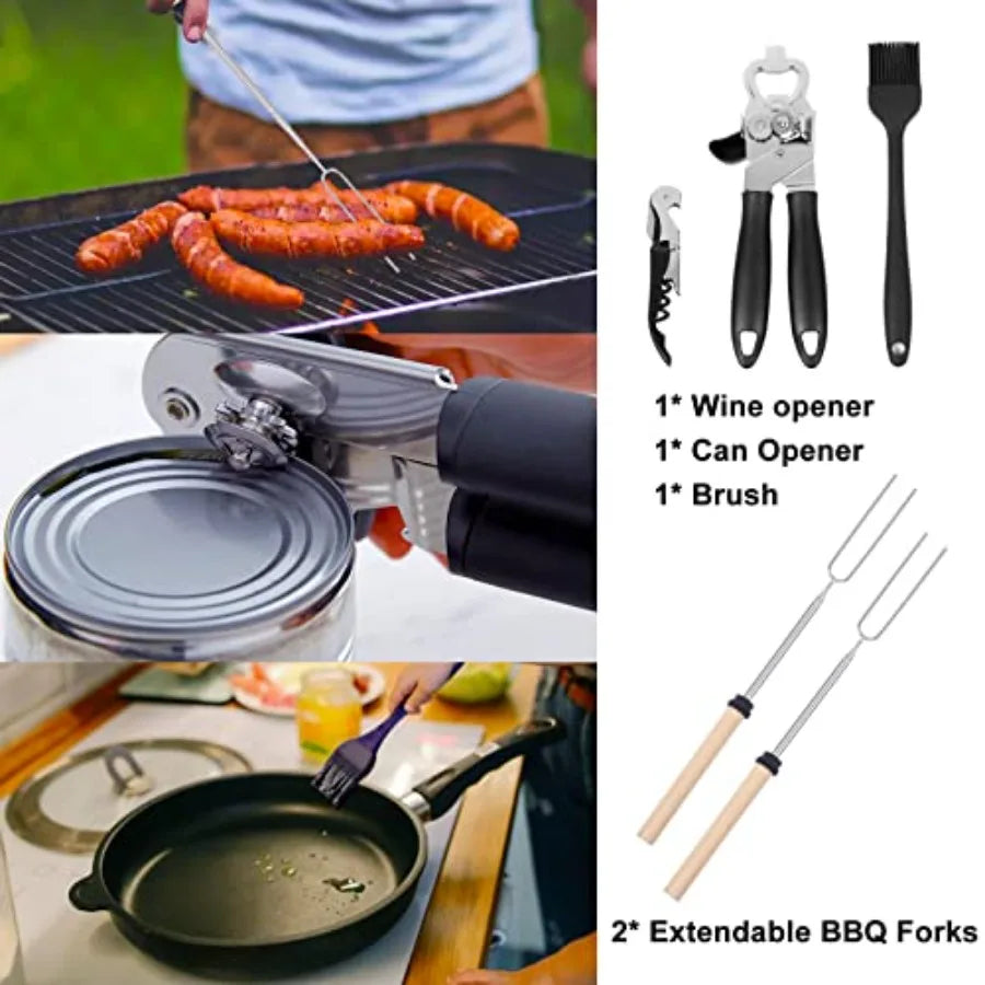 35-Piece Camping Kitchen Utensil Set Portable Outdoor Cooking Utensils for Camping, RV, Backpacking and BBQ Complete Camp Kitch