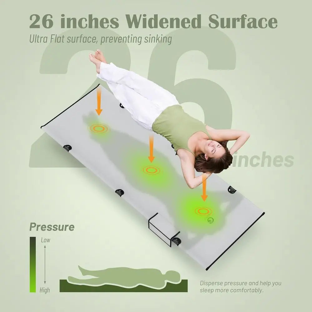 Portable Camping Cot with Storage Bag - Lightweight, Durable, Ideal for Hiking, Backpacking, and Outdoor Adventures (Grey)