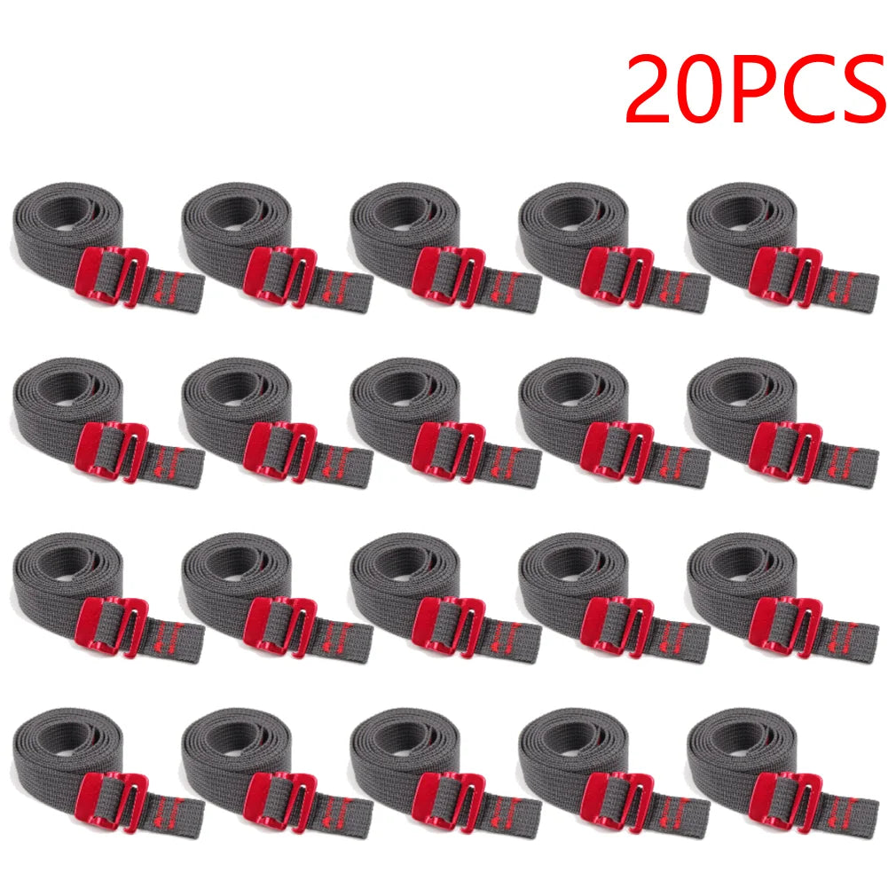 5-20PCS 1.5m Cord Tape Nylon Rope with Quick Release Hook Hiking Climbing Tension Belts  Buckle Tie-Down Belt Cargo Straps