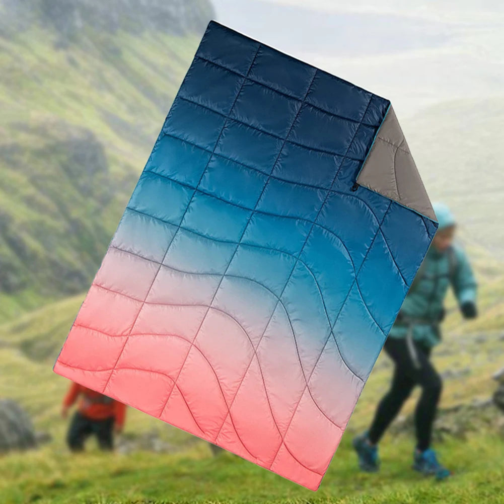 Outdoor Puffy Camping Blanket Waterproof Portable Puffy Insulated Quilt Windproof for Traveling Picnic Beach Party