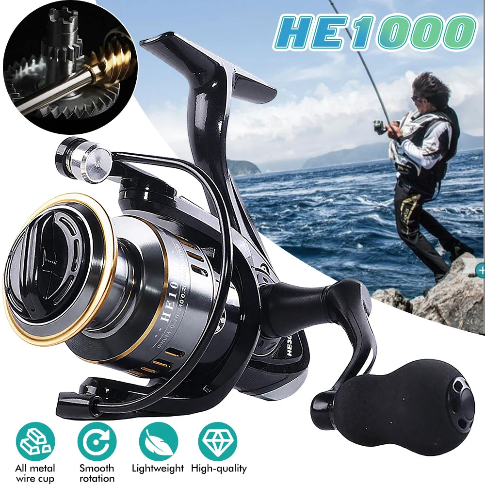 All-metal line Cup Spinning Reel Fishing Reels 1000 5.2:1 Gear Ratio Ultra Light Saltwater Spinning Fishing Reel 22lb Max Drag