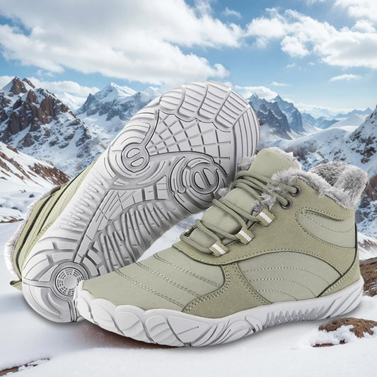 Warm Hike Shoes Non-Slip Waterproof Warm Fur Lined for Women Men (Green 45)