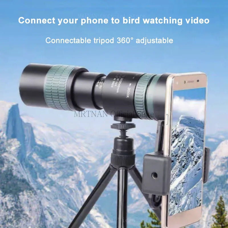 Metal 10-300x40 Zoom HD Telescope Portable Strong Binoculars Long Range Professional Monocular BAK4-Prisms For Hunting Camping