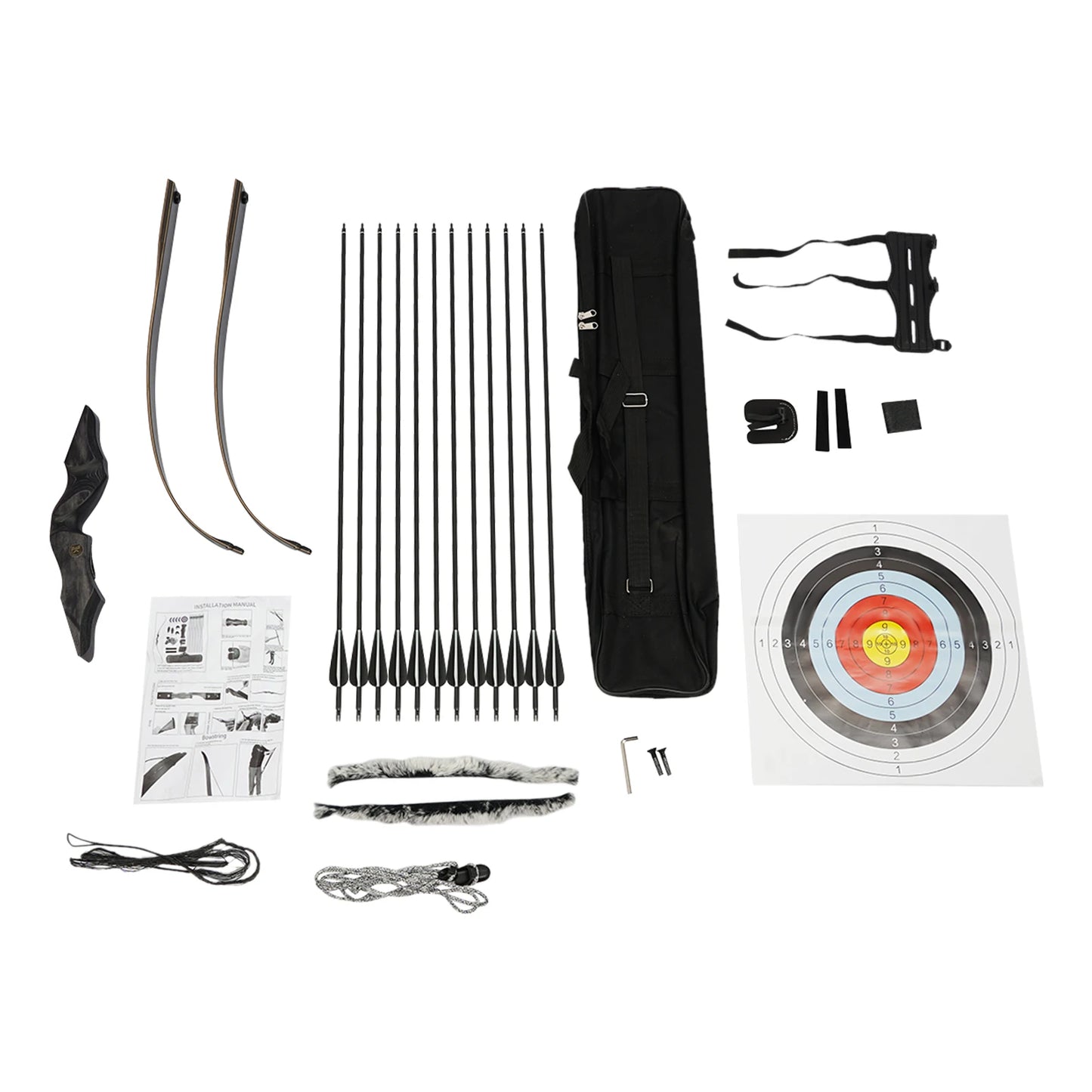 18.14kg/40lbs Takedown Recurve Bow, Wooden Recurve Bow, Recurve Bow Kit Used to Practice Basic Archery Posture, Aiming, and Release Techniques in a Backyard or at a Shooting Range