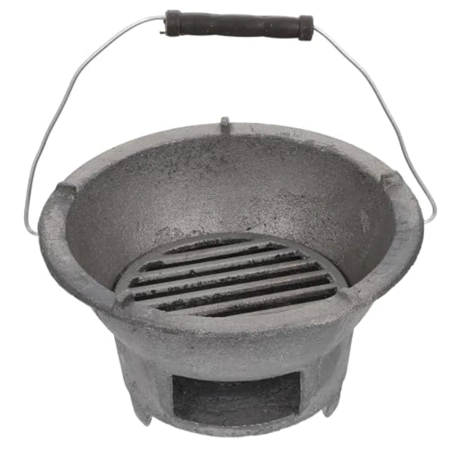 DOITOOL Cast Iron Charcoal Hibachi Grill Portable Charcoal Grill for Outdoor Camping Barbecue Cooking with Compact Design Top D