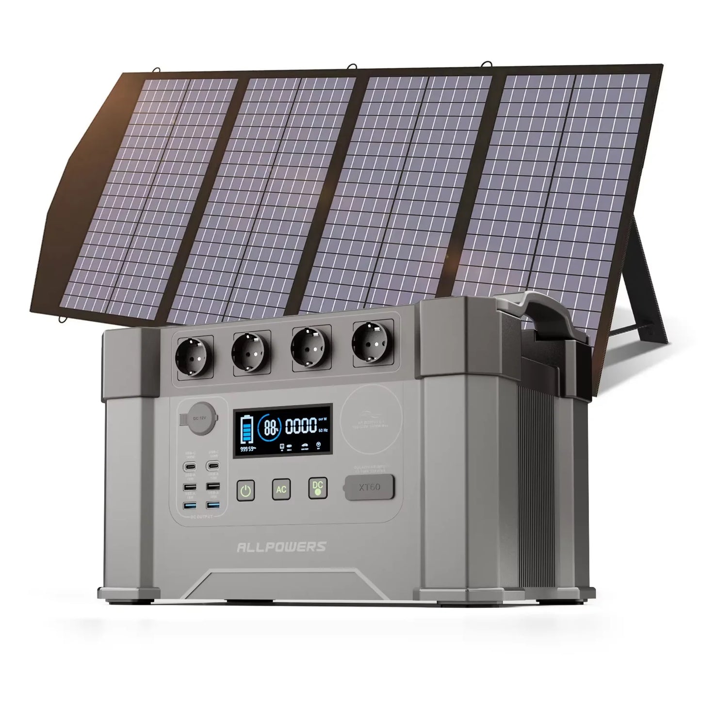 ALLPOWERS S2000 Pro Solar Generator 1451Wh 2400W Portable Power Station & 140W / 200W / 400W Foldable Solar Panel for Camping RV