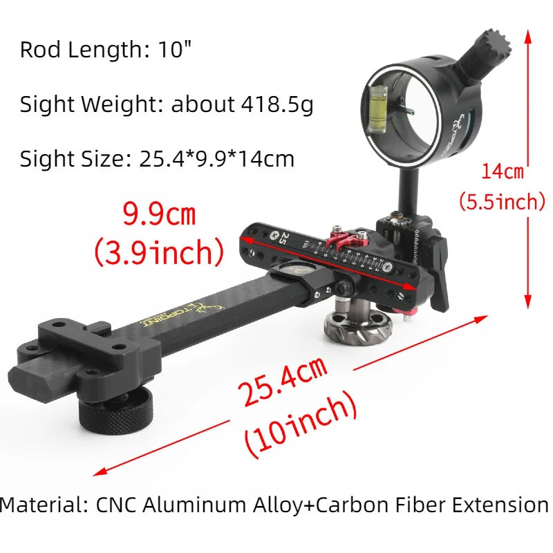 Aiming Tool Compound Bow Single Pin Sight 4/6/8x Lens Carbon Rod Adjustable Outdoor Hunting Shooting Target Bow Accessories