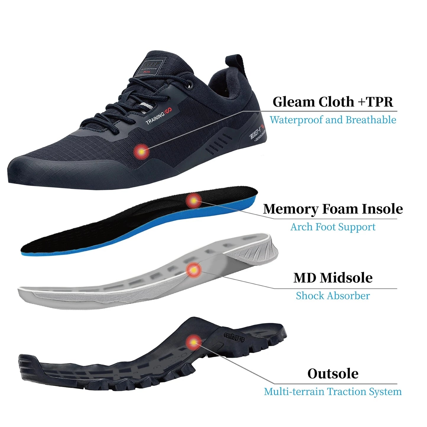 Baasploa Men Hiking Shoes New Outdoor Climbing Waterproof Non-slip Wear-resistant Sneakers Male Casual Lace-Up Walking Shoes ﻿