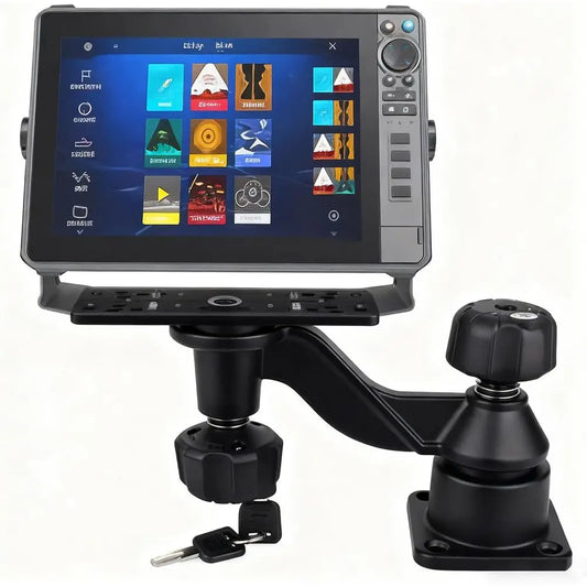 Kayak Fish Finder Mount with Lock, Aluminum Fish Finder Swing Mount with Rectangular Plate Boat Marine Electronics Mounts Compat