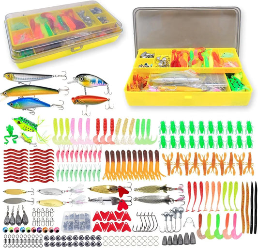 99pcs/431pcs Fishing Lure Kit for Bass Trout Salmon with Spoons Soft Plastics Spinnerbaits Crankbaits Hooks