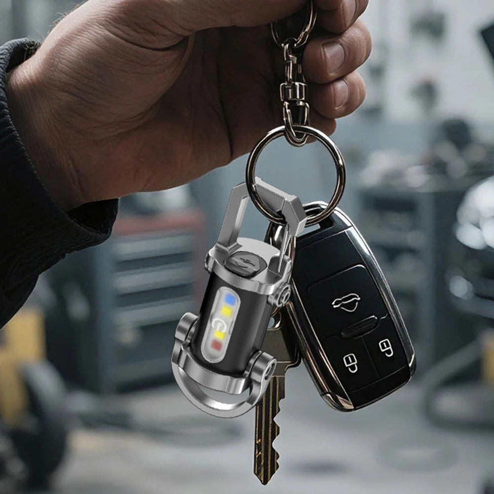 COB LED Keychain Flashlight Multifunctional Ultralight Camping Flashlight Type-C USB Rechargeable Waterproof for Camping Hiking