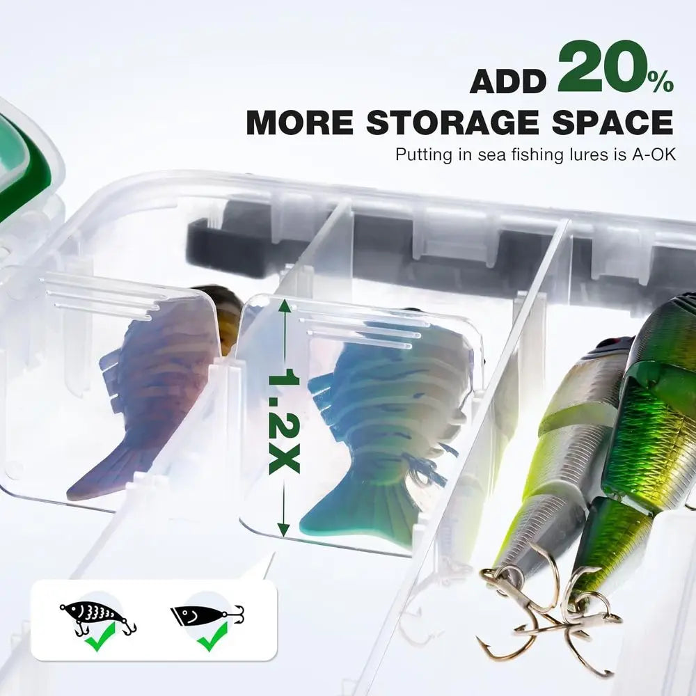 Tackle Box Organizer with 3 Removable Dividers, Waterproof Storage for Lures and Accessories (3700 * 3)