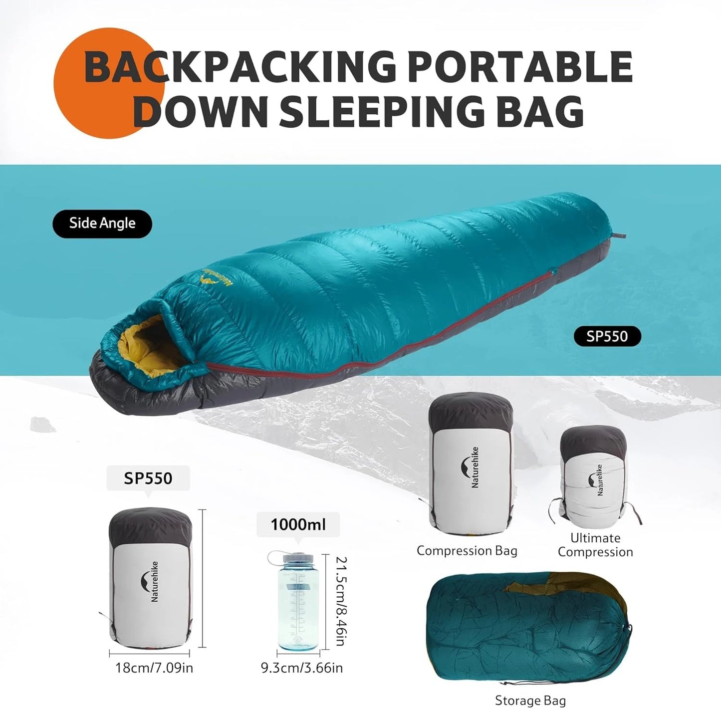 Snowbird Sleeping Bag Duck Down 650FP Mummy Sleeping Bag for Adults Cold Weather for Outdoor Hiking Travel Ultralight
