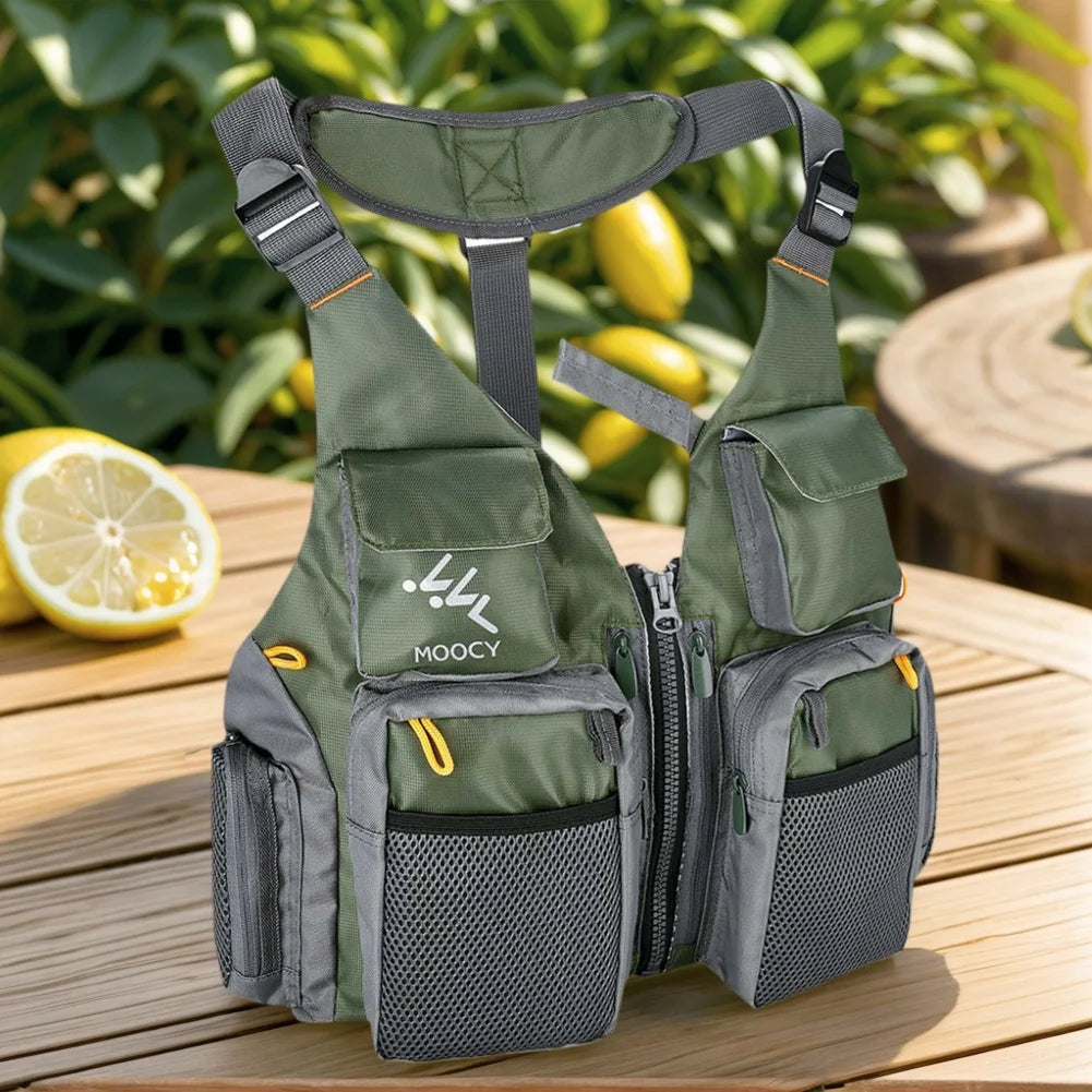 Fishing Vest Breathable Fishing Travel Mesh Vest with Zipper Pockets Summer Work Vest for Outdoor Running Travel Hiking
