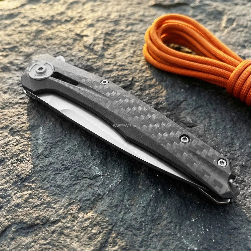 ZT 0707 Lightweight Outdoor Tactical Folding Knife Premium D2 Steel Blade Carbon Fiber Handle EDC Camping Hunting Essential Tool