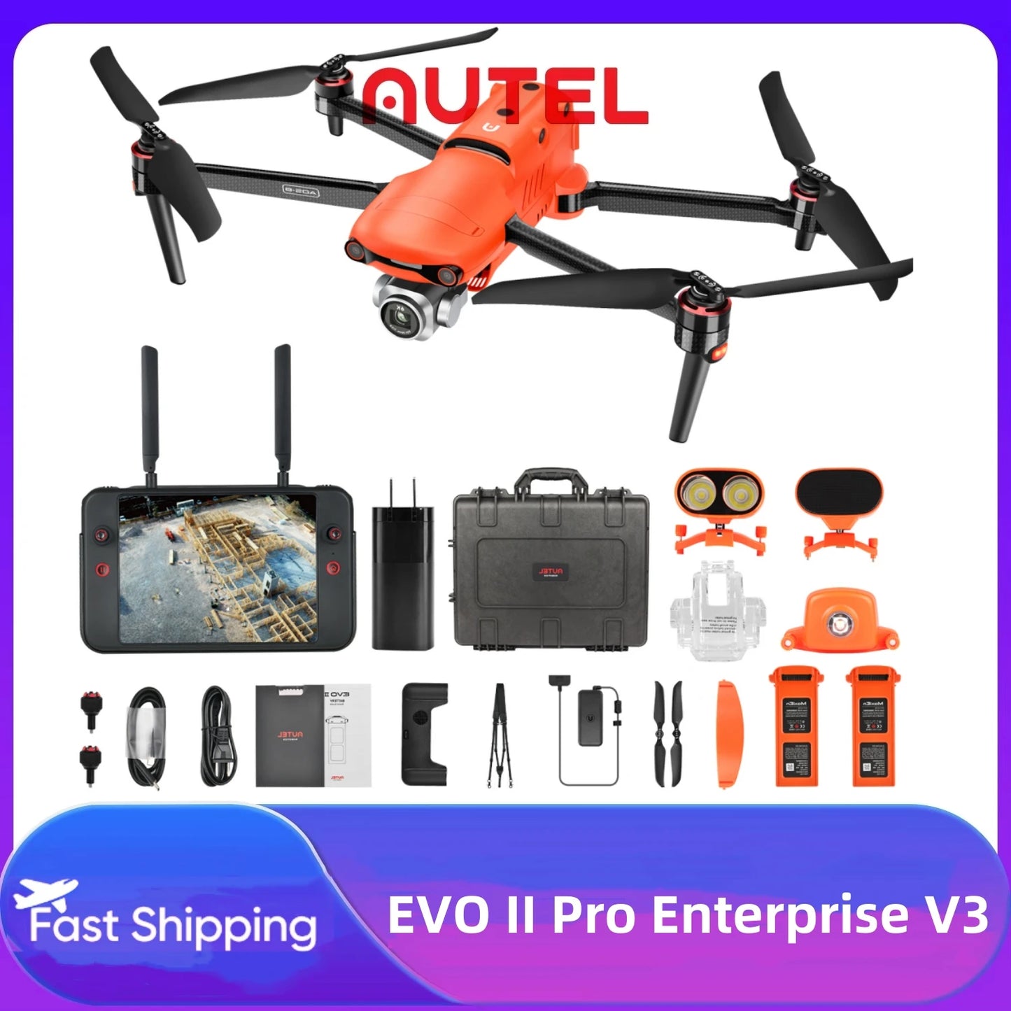 Autel Robotics EVO II PRO Enterprise V3 Drone 6K 1" CMOS 42 Mints Data Encryption 15KM Video Transmission AI Target Recognition