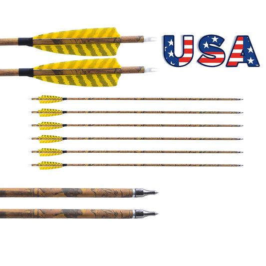 Mixed Carbon Arrows Camo Color Spine 500 100 grain Arrowhead Arrow Shaft ID6.2mm for Bow Hunting Shooting Target 6/12pcs