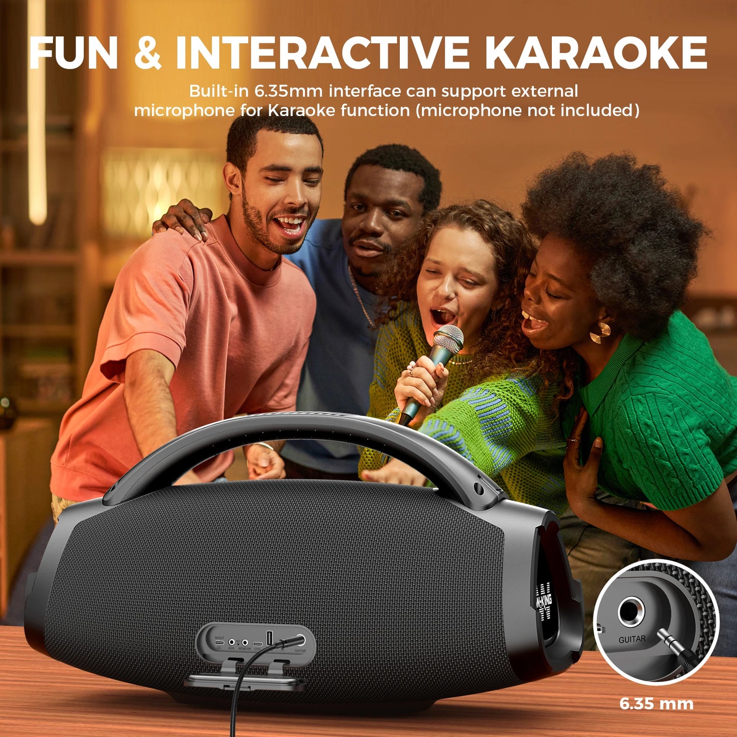 W-KING 200W RMS Portable Bluetooth Speakers, Massive Bass Party Boombox IPX7 Waterproof Speaker Large, Loud Outdoor Speaker