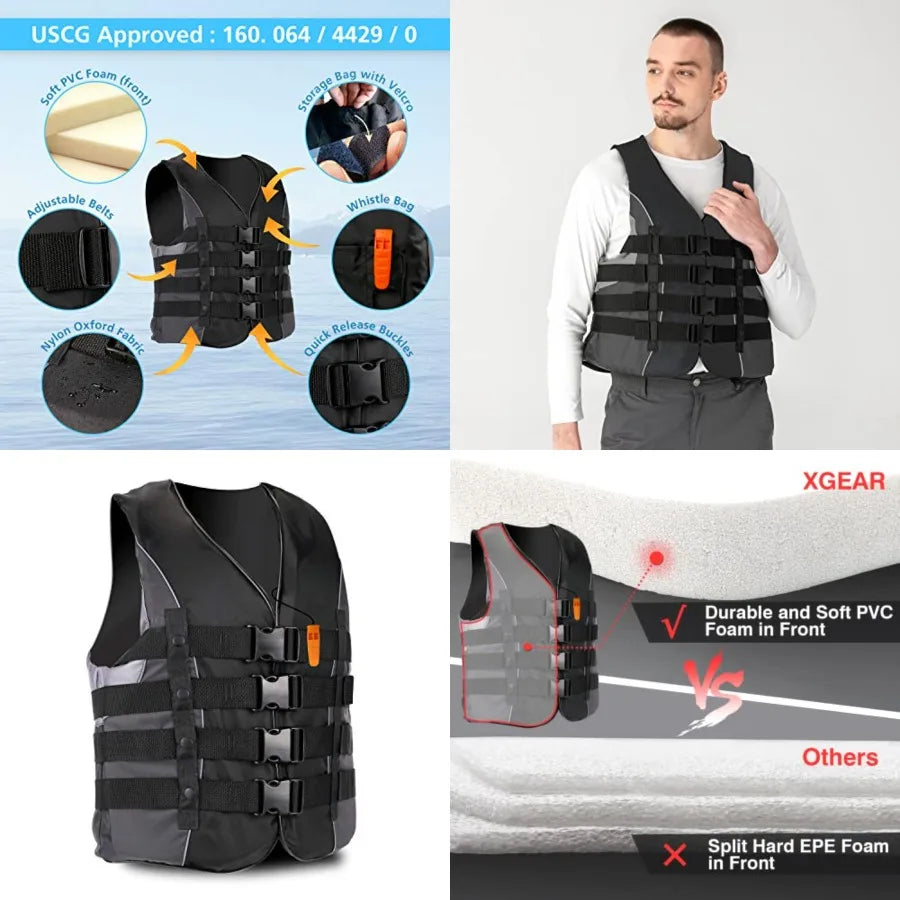Adult USCG Life Jacket Water Sports Life Vest