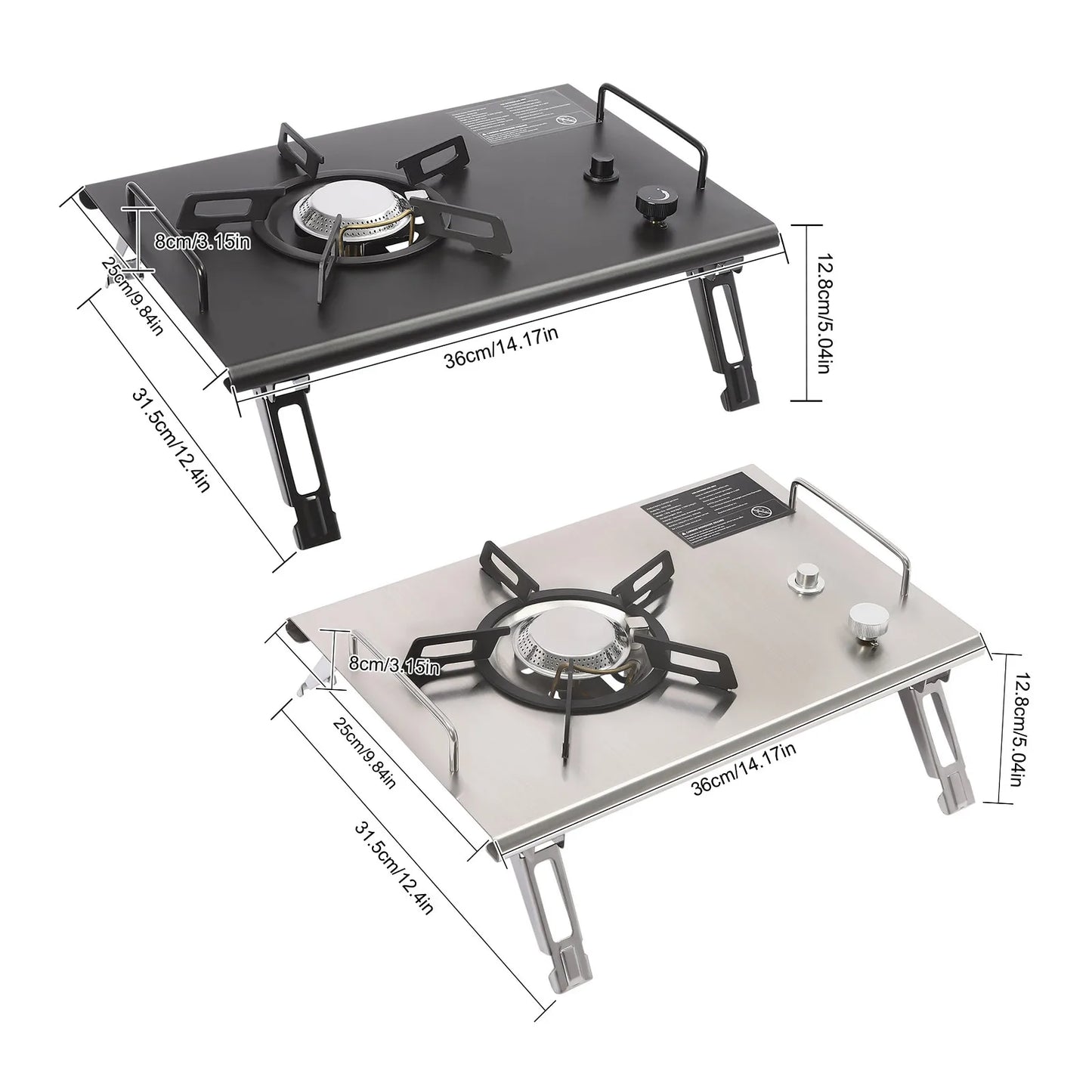 Electronic Ignition Camping Stove 2.7KW, Portable Gas Stove Foldable for Outdoor Hiking BBQ Picnic Mountaineering Silver