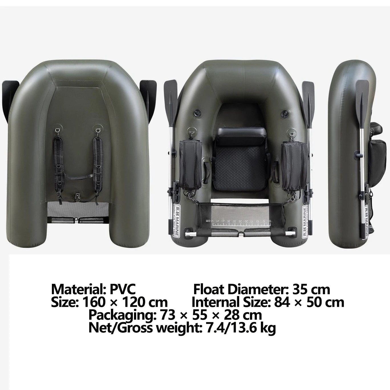 Inflatable Single-person Kayak Set Lure Fishing Canoeing Water Fishing Craft Folding PVC Rubber Dinghy Leisure Inflatable Boat