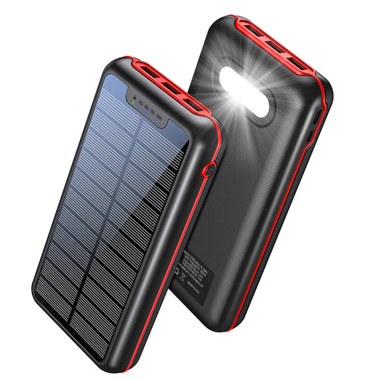 30000mAh Solar Power Bank,3 USB ports,Portable Solar Charger External Battery Bank,LED Flashlight, Camping,Travel & Emergen Use