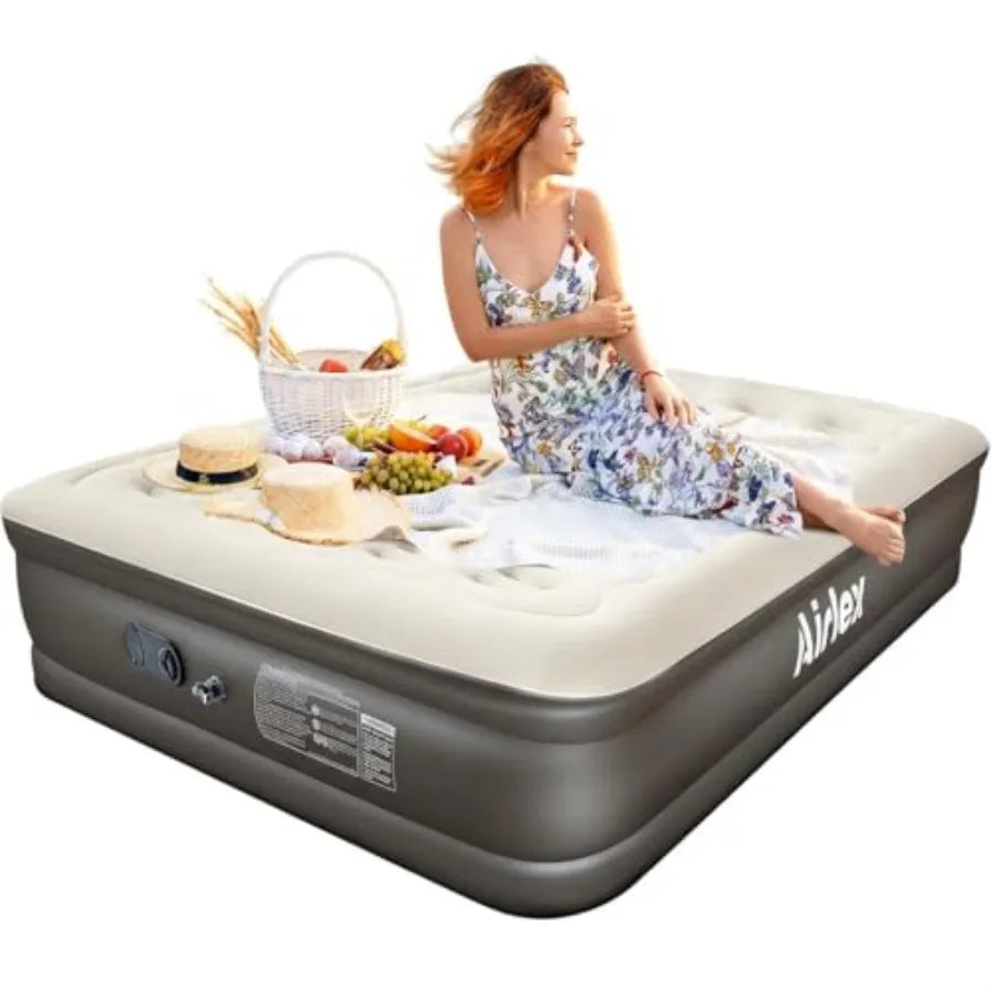 Air Mattress Queen Size Inflatable Camping Air Bed Inflating Mattress Blow Up Bed 80L*60W*6H Airbed Mattress Portable Inflatabl