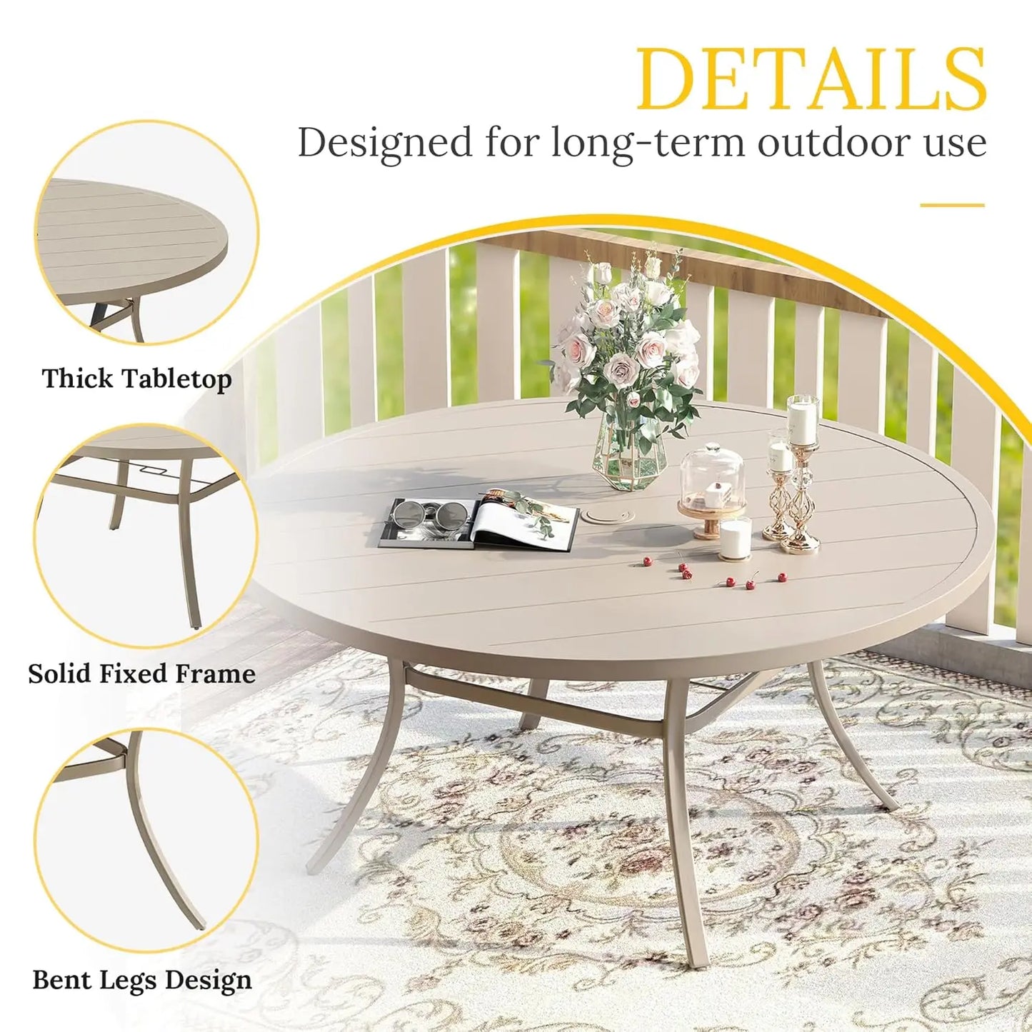 7 Pieces Patio Dining Set for 6-Outdoor Furniture Includes 53" Round Outdoor Table and Swivel Padded Chairs,, Customized