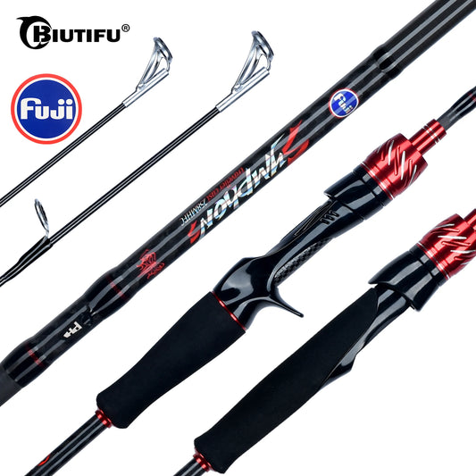 BIUTIFU Carbon Fishing Rod for Travelers - Fuji Lure Spinning Casting Rod 1.8-3.0m 5-42g Ideal for Mini Rock Fishing Baitcasting