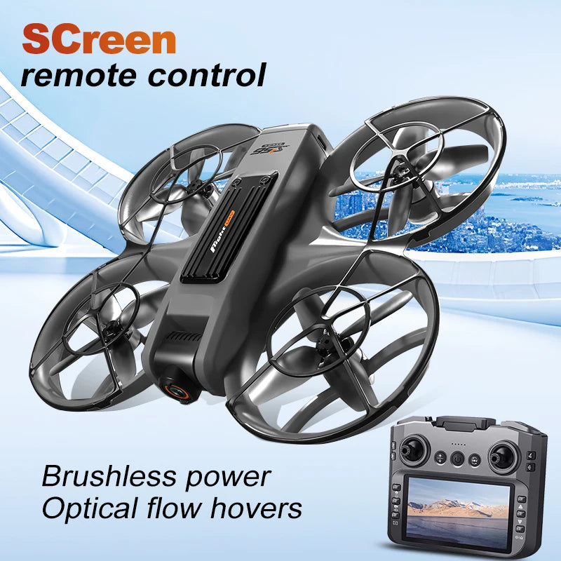 Drone Brushless Motor Wind Resistant RC Drone 12.5cm Large Screen Remote Control 360° Surround Protection Optical Flow Hover One Button Control Toy Drone