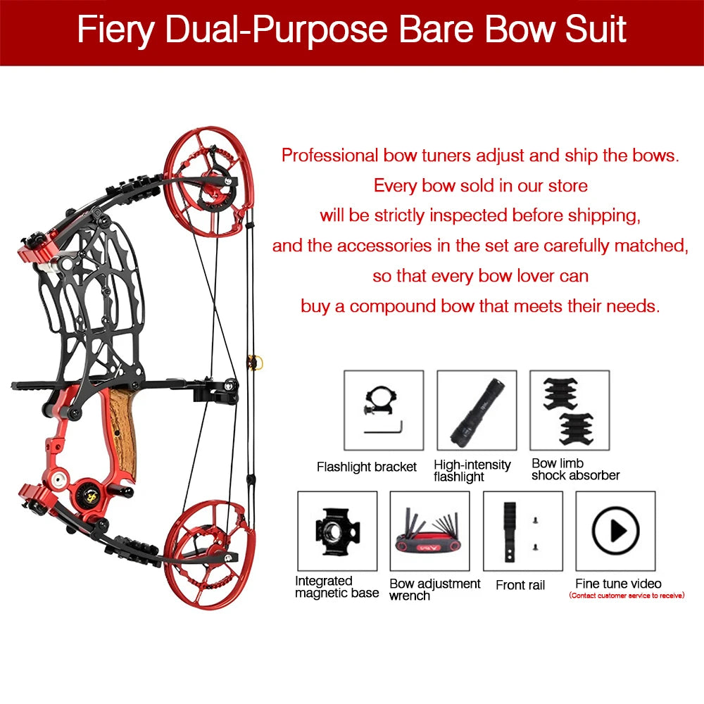 New Fiery Compound Bow Pulley Bow Adult Outdoor Archery Steel Ball and Arrow Dual-purpose Adult Bow High Precision Shooting
