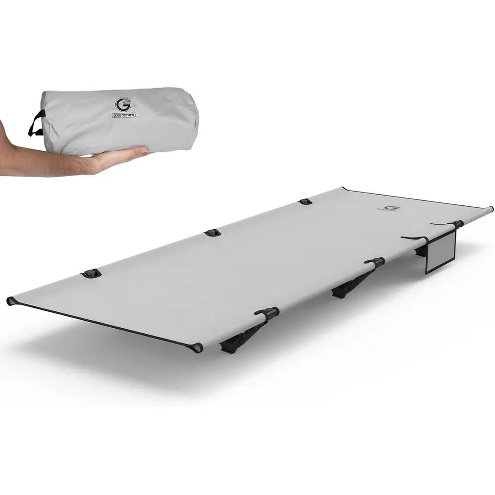 Portable Camping Cot with Storage Bag - Lightweight, Durable, Ideal for Hiking, Backpacking, and Outdoor Adventures (Grey)