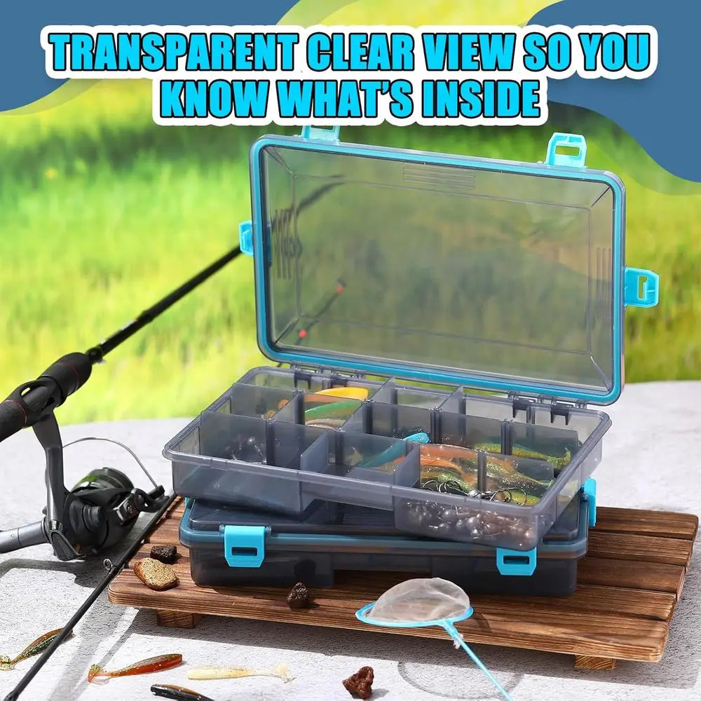 Waterproof Tackle Boxes with 3600 & 3700 Removable Dividers, Ideal for Freshwater & Saltwater Fishing (Blue)
