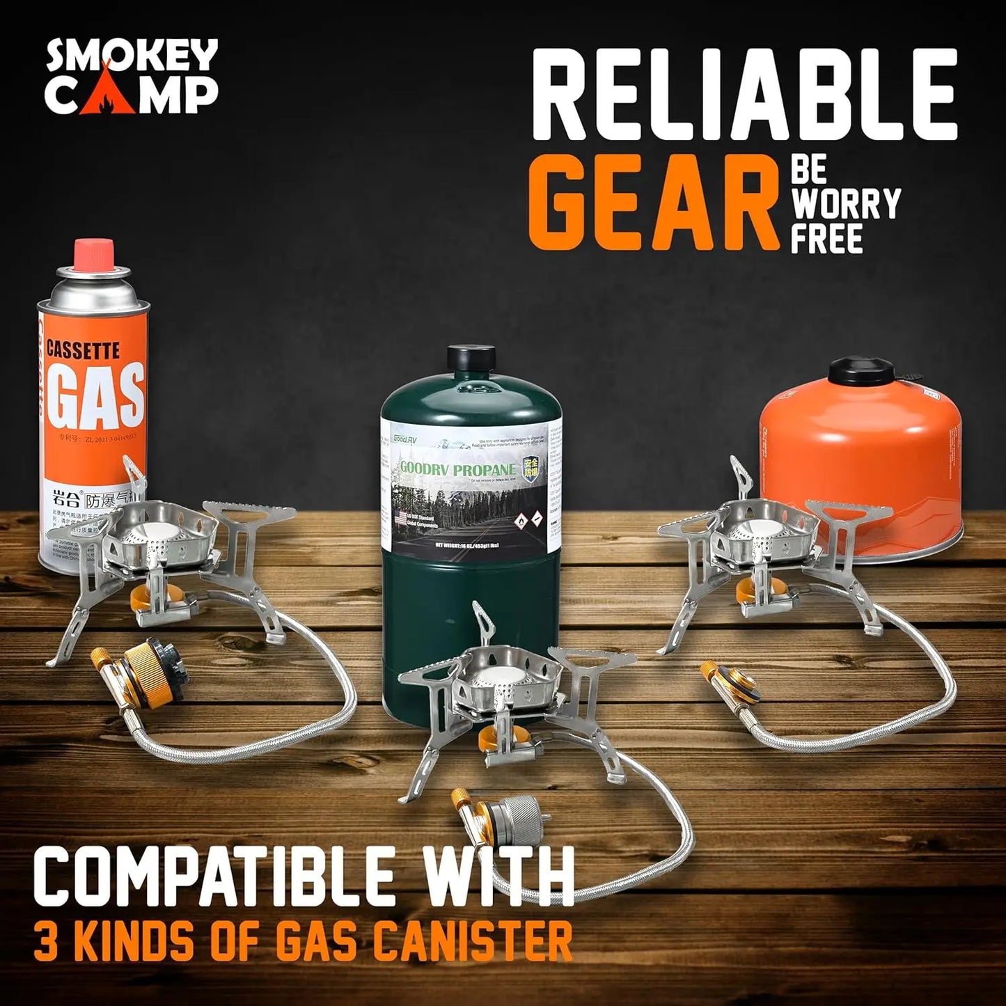 Camping Cookware MKit Set with Stove - Backpacking Camping Pots and Pans Set, All in One Non-Stick