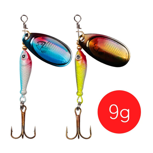 Rotating Metal Spinner Fishing Lures 9g Sequins Iscas Artificial Hard Baits Crap Bass Pike Treble Hook Tackle Lure חכת דייג