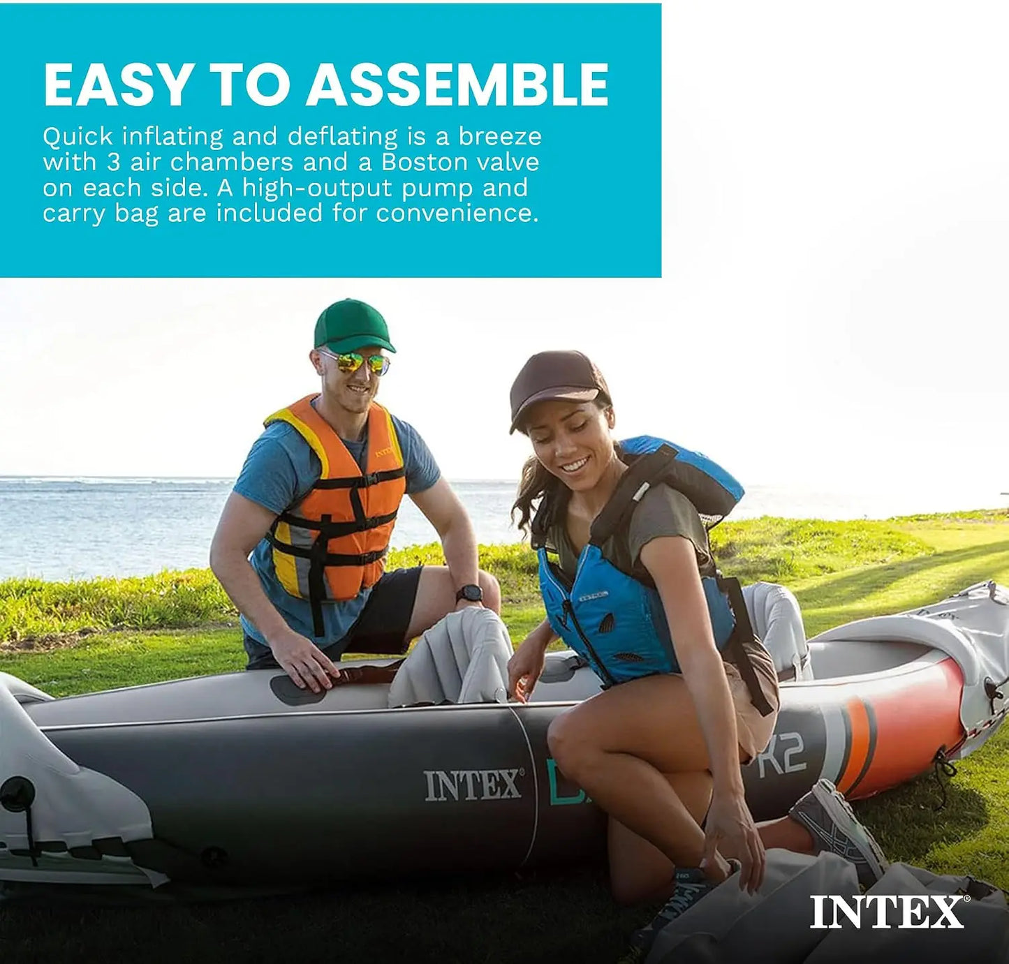 2-Person Inflatable Kayak Set, 10.25ft, 400lb Capacity with Oars & Pump
