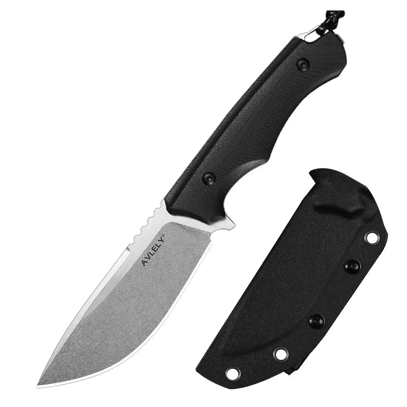 DC53 steel fixed blade straight knife, G10 handle with K sheath, outdoor camping hunting self-defence knife, camping EDC tool