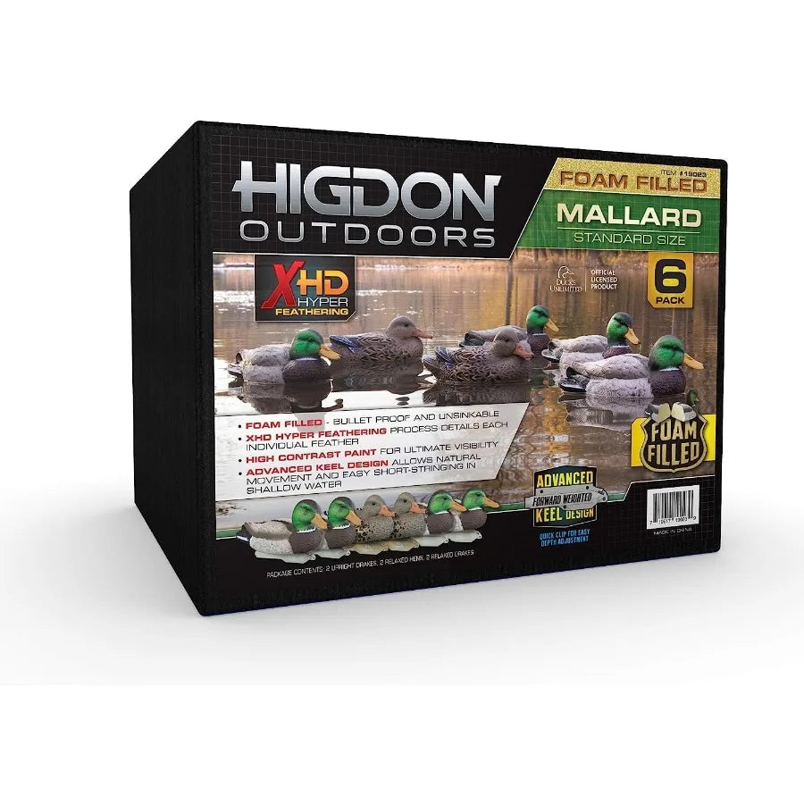 Higdon Outdoors Standard Mallard Duck Decoys Ultra Realistic Drake and Hen Decoys for Waterfowl Hunting Foam-Filled and Non-Foa
