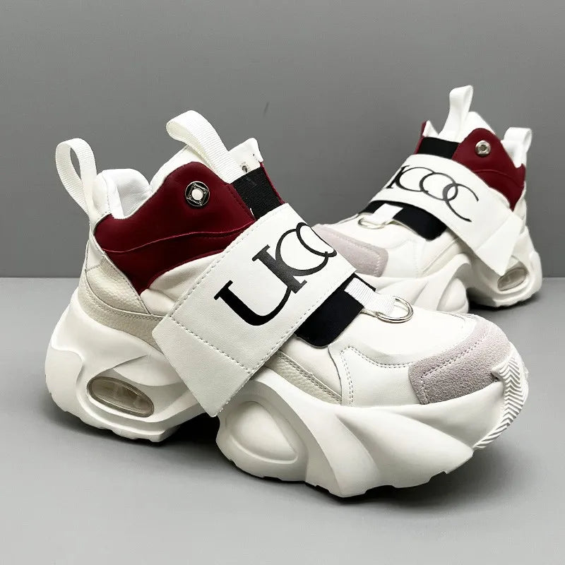 Cross-border large-size thick-soled anti-slip casual shoes, suitable for couple sports shoes, casual high-top shoes