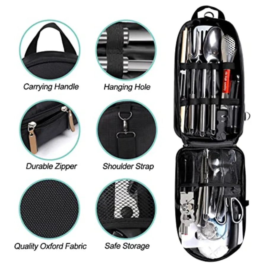 35-Piece Camping Kitchen Utensil Set Portable Outdoor Cooking Utensils for Camping, RV, Backpacking and BBQ Complete Camp Kitch