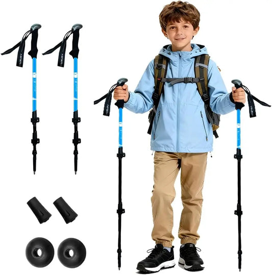 Hiking Trekking Poles, 2 Pack Adjustable Lightweight Aluminum Walking Sticks for Adults & Kids