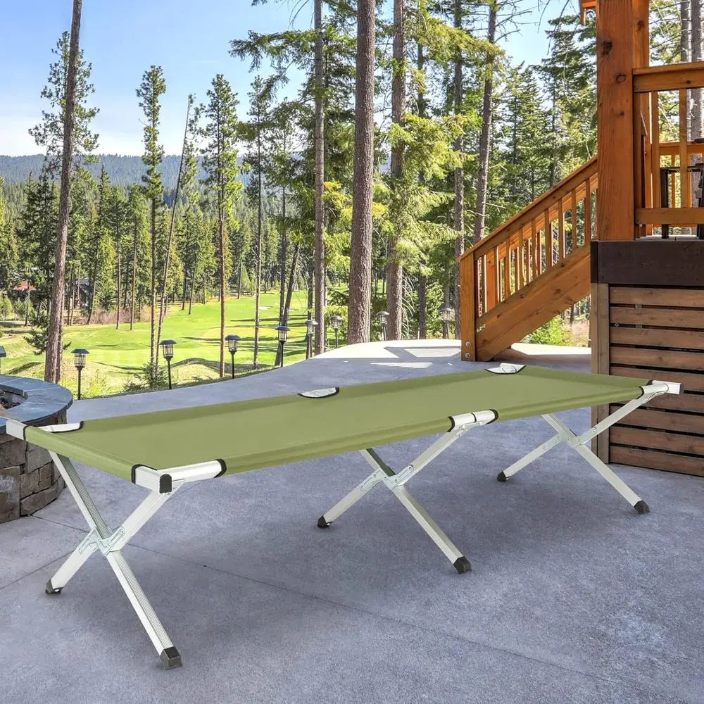 Folding Camping Cot,Outdoor Portable Camp Bed, Sleeping Cots with Carry Bag Green