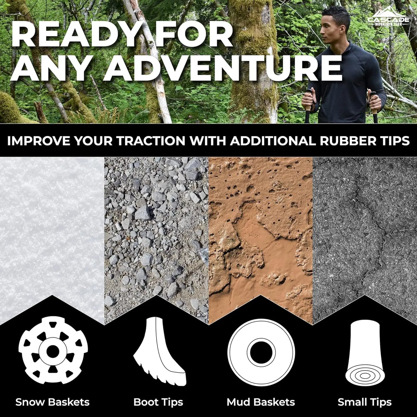 Lightweight Carbon Fiber Trekking Poles with Quick Adjust Locks for Hiking and Walking