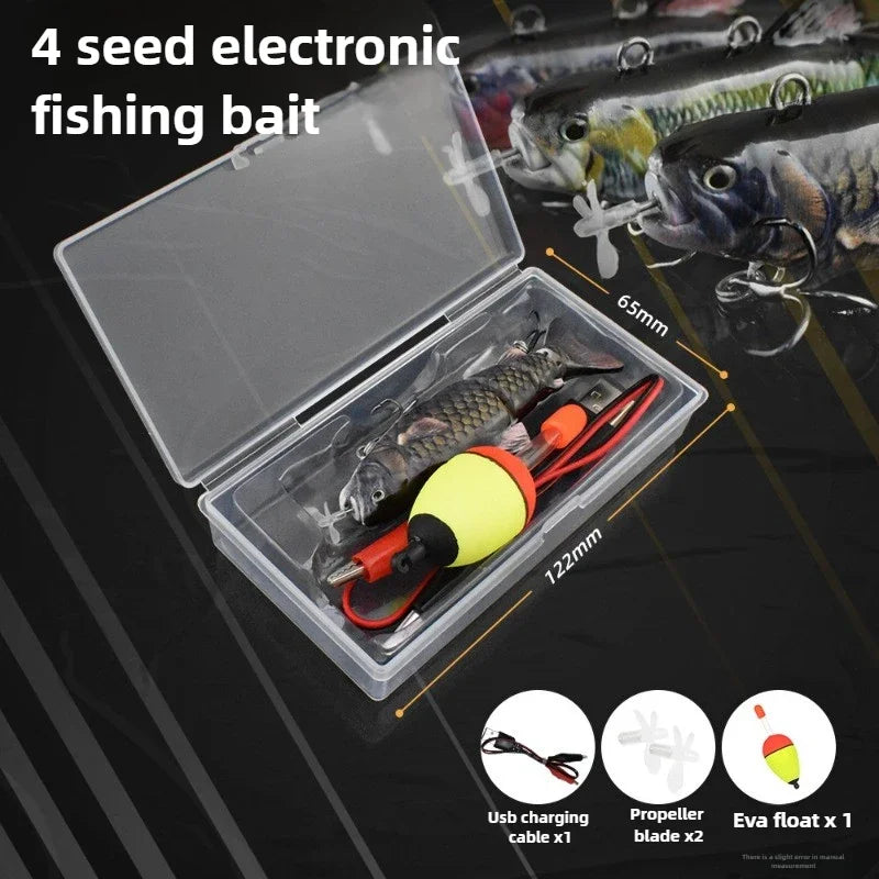 Electric Robotic Fishing Lure 20g 90mm Automatic 4-Segment Multi-Jointed Swimbait USB Rechargeable Wobbler for Pesca Accessories